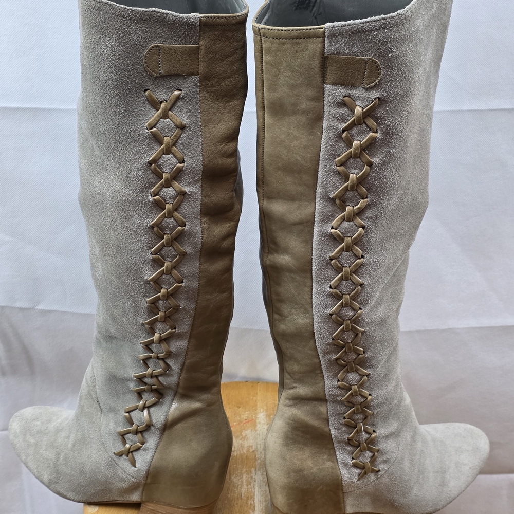 Gianni Bini Over the Knee Boots in Gray and Tan - Picture 5 of 7